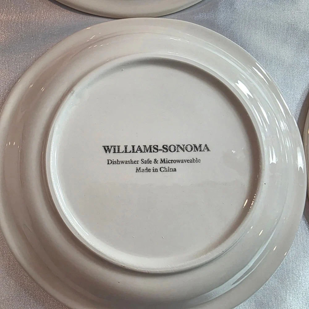 Vintage Williams Sonoma Snowman Dessert Plates Set of 6 Assorted Holiday White
